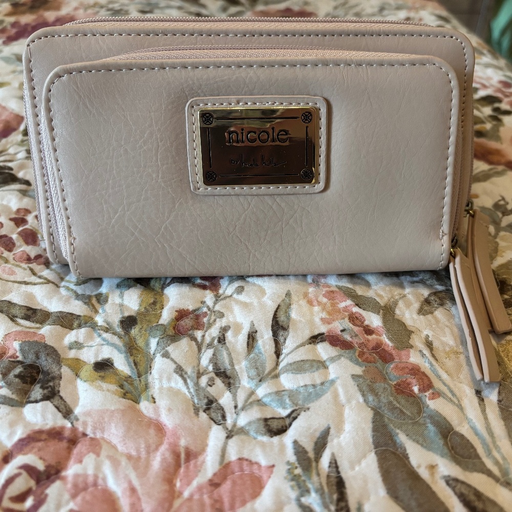 Tan wallet wristlet